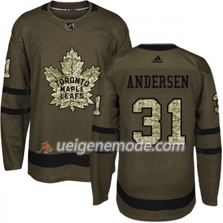 Herren Eishockey Toronto Maple Leafs Trikot Frederik Andersen 31 Adidas 2017-2018 Camo Grün Authentic